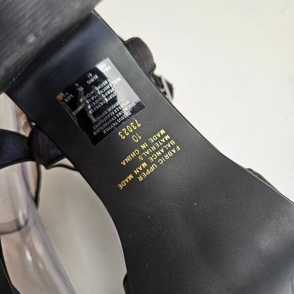 Y2K Unlisted Wedge Heels Women's 10‎ Black Satin Sequin Ankle Strap Sandals - Picture 11 of 12